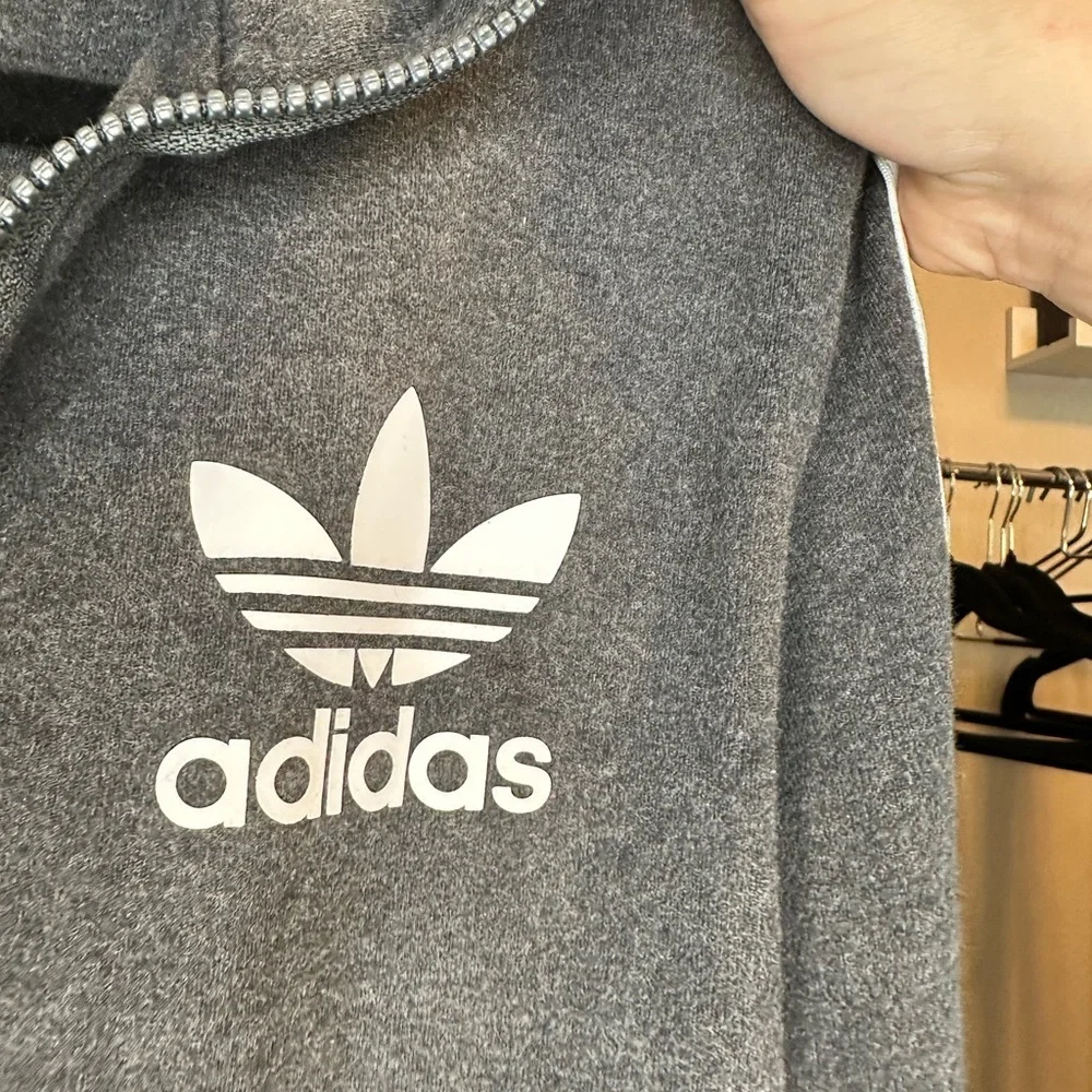 Adidas Gray and White Hoodie - Picture 3 of 4